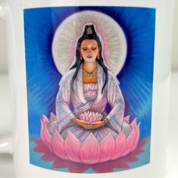ORCA COATINGS Sue Halstenberg Art Ceramic Goddess Mugs Set of 2 Lakshmi Kuan Yin - Picture 6 of 15
